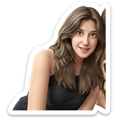 smiling girl with brown hair sticker