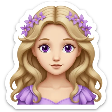 fairy lilac, long wavy dark blonde hair sticker