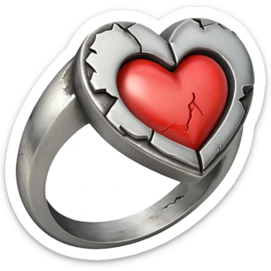 ring with heart broken sticker