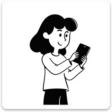 girl holding a smartphone, smiling sticker