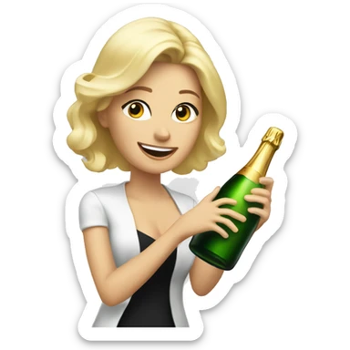 Blonde woman popping bottle of champagne  sticker