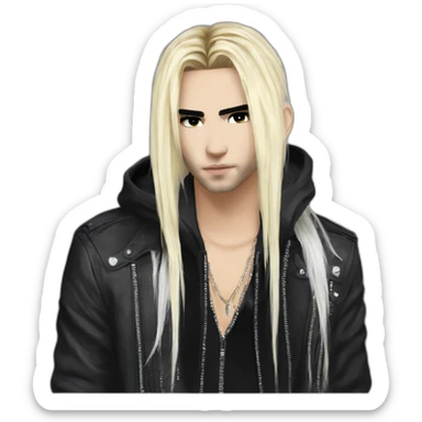 Bill Kaulitz black hair down with blonde highlights emo sticker