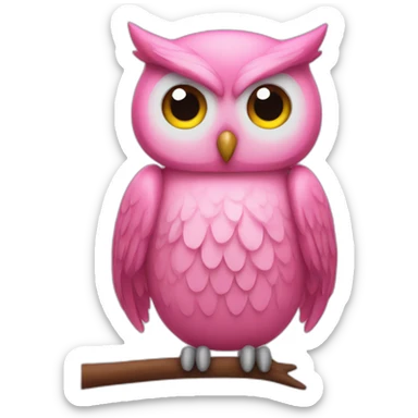 pink owl with one wing sticker