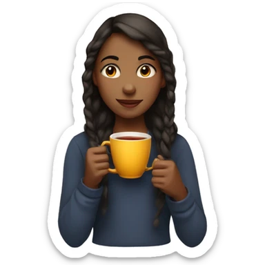 Girl with cup of tea sticker