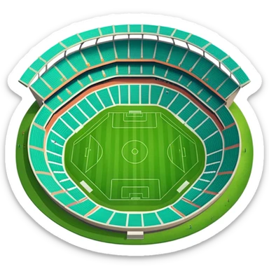 top-down view of a stadium with green grass field and stands around sticker
