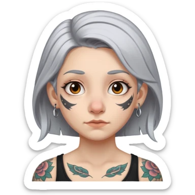 white-gray haired heavy tattooed big nose young girl sticker