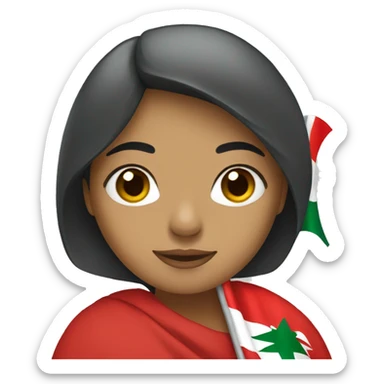 A woman holding Bahrain flag sticker