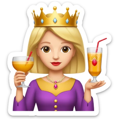 queen with drink sticker