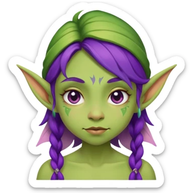 ugly purple green girl fairy goblin  sticker
