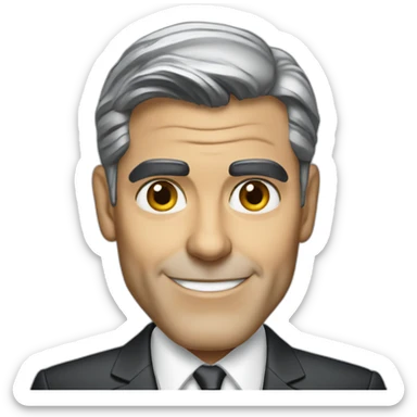 george clooney cartoon wearing suit sticker