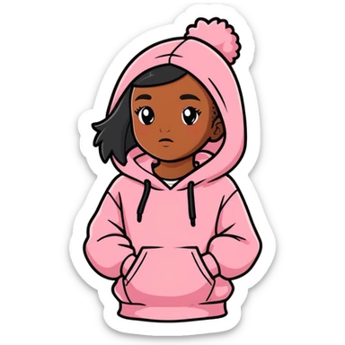 Brown girl in pink palm puff hoodie  sticker