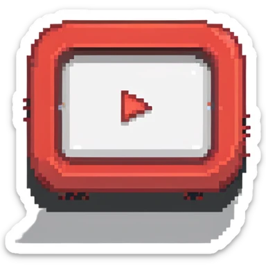 YouTube logo, red rounded rectangle with white play button in center sticker