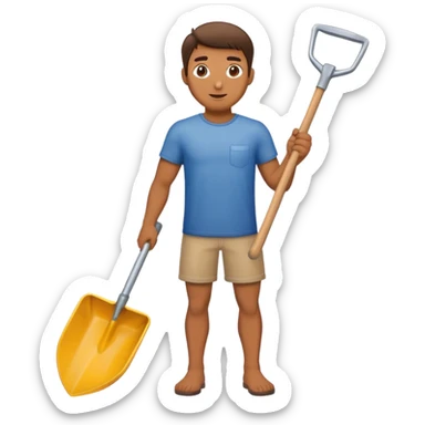 a man with a shovel sticker