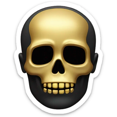black coin with gold skull face  sticker
