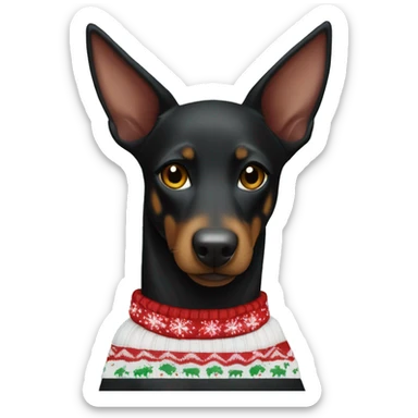 Black Australian kelpie with white Christmas sweater  sticker