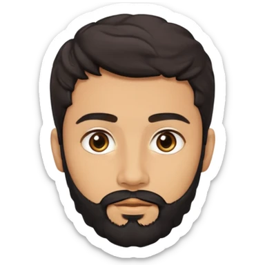 young lightskin Pakistani man with black beard wavy short hair and almond shaped brown eyes and thick eyebrows sticker