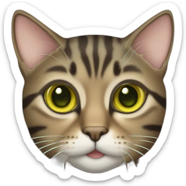 brown mackerel tabby cat with greenish yellow eyes sticker