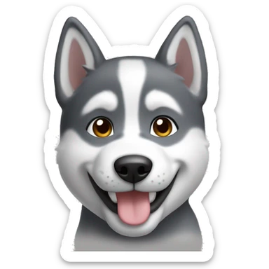 Husky puppy gray happy face sticker