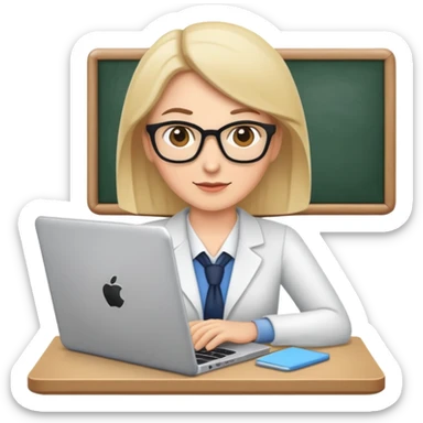 Teacher using a laptop sticker