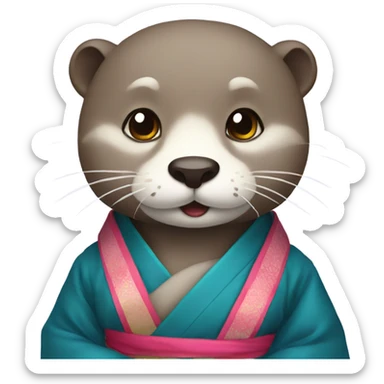 a otter face wearing traditional korean hanbok sticker