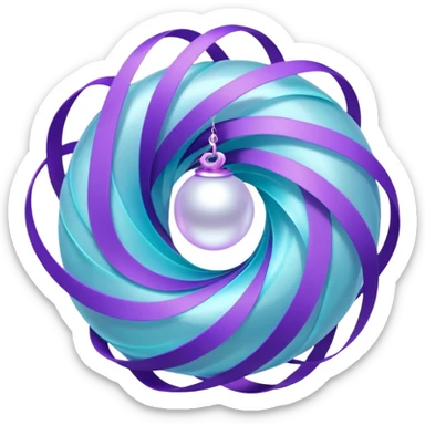 Dreamy glowing spiral wave emoji made of translucent aqua and violet ribbons with a central pearl orb, surrounded by faint sparkles and mist, luminous gradients, ASMR flow aesthetic. sticker