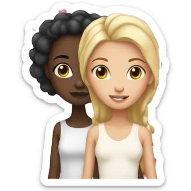 black girl and white girl in love sticker