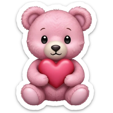a pink teddy bear holding a heart in his hand   sticker