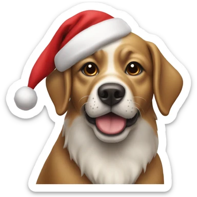 Christmas dog with santa’s head sticker