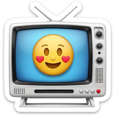 White Tv with an globe with emojis sticker