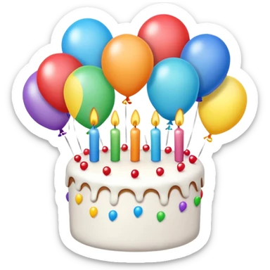 Balloons and birthday cake sticker