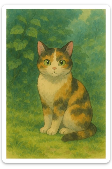 camouflage cat, soft painterly look sticker