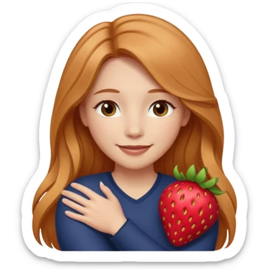 girlfriend with long dark strawberry blonde hair middle part with brown eyes giving hug sticker