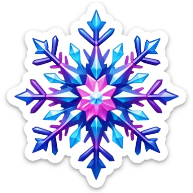Gradient iridescent Pink indigo violet blue star snowflake  sticker