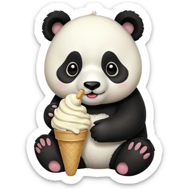 Panda eating ice cream sticker