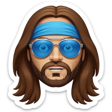 Randy Macho Man Savage with blue eyes, long brown hair sticker