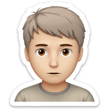 Create an emoji of a man with white skin and short brown but slightly messy hair sticker