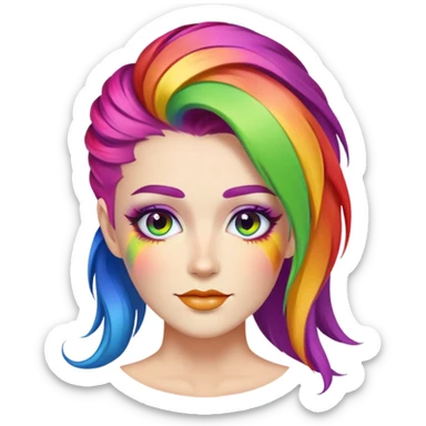 woman with rainbow skin and hair and beard sticker