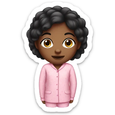 Black hair girl in pink pajamas  sticker