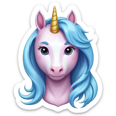 unicorn with long hair female sticker