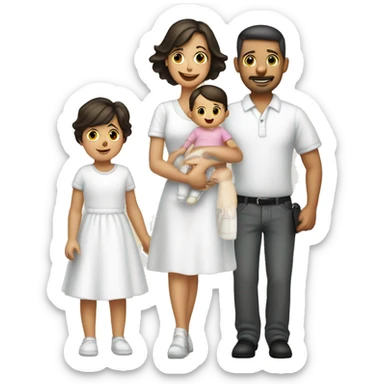 Familia hombre blanco mujer blanca bebé y 1 niños 3 miembros sticker