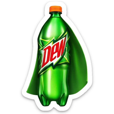 Mountain Dew bottle with a cape sticker