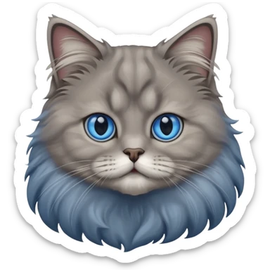 A cat which is a brittish longhair whit is gray color and hes eyes are blue sticker