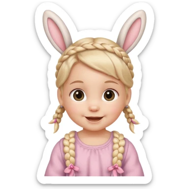 bunny ear accessory wearing baby braided hair sticker