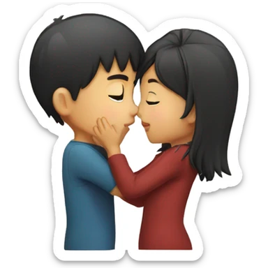 Asian boy kissing a girl  sticker