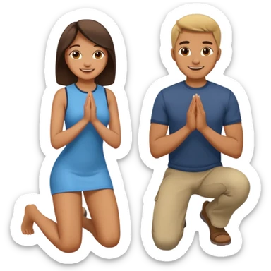 Woman kneeling in front of man sticker