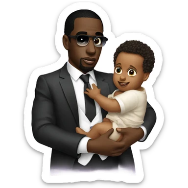 p.diddy holding a baby  sticker
