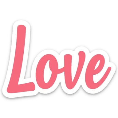 Pastel pink lettering that says "Love" in elegant cursive font sticker
