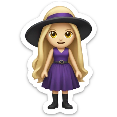 help me with an emoji of a witch with blonde hair and a purple dress sticker