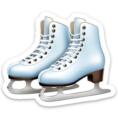 An icon showing a pair of elegant ice skates gliding across a smooth, frozen rink with snowflakes in the air. In the background, twinkling lights, winter trees, and cheering spectators create a festive atmosphere. Transparent background highlights the grace and charm of ice skating. sticker