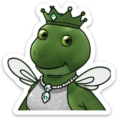 Fancy mint green queen bee with diamond jewelry, rhinestone embellishments, and glitter sparkles sticker